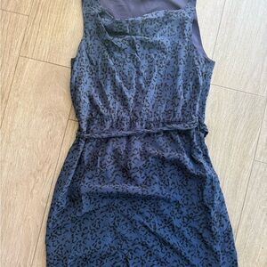 Theory Navy and Black Sleeveless Midi Dress